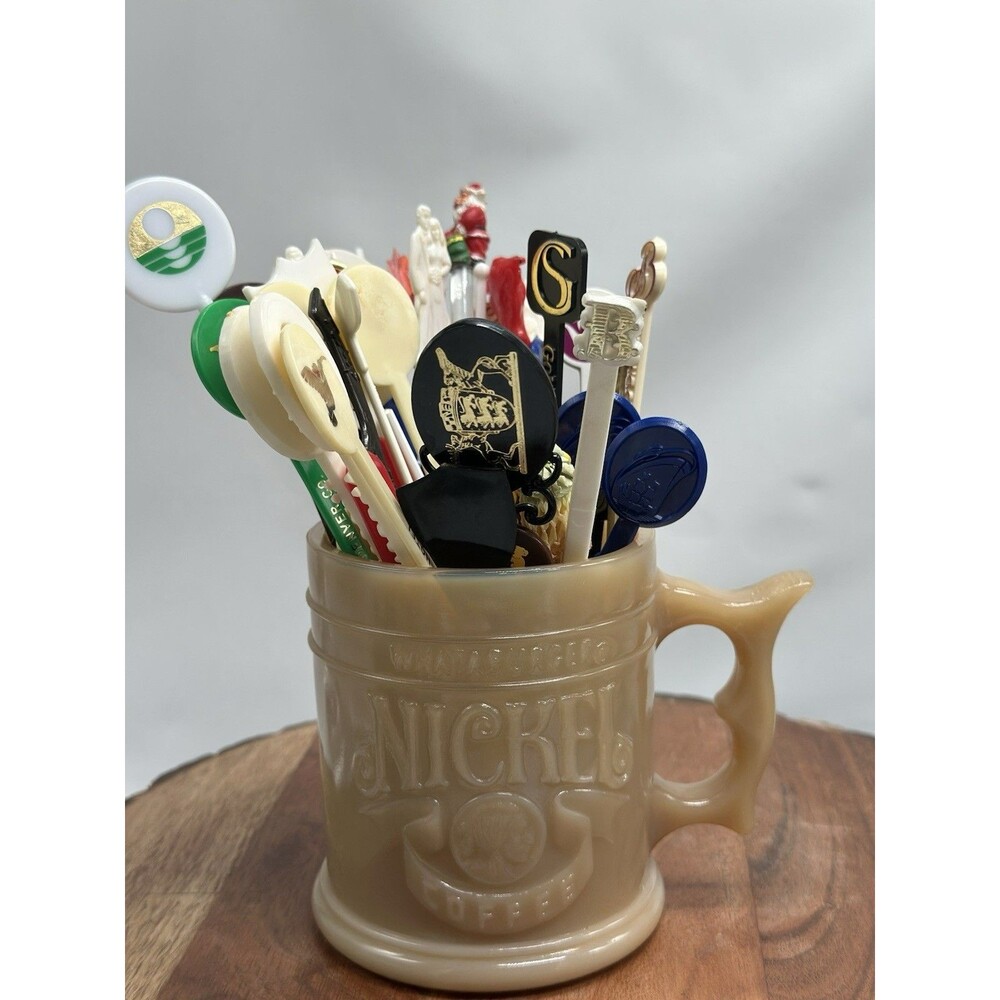Cocktail Swizzle Stir Sticks & Whataburger Caramel Slag Glass Mug 50+